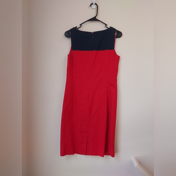 Lauren Ralph Lauren Red with Blue Color Block Pencil Dress Size 4 - Picture 3 of 9